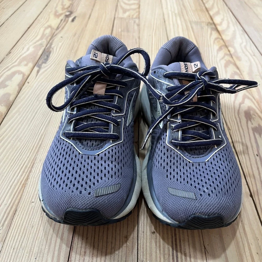 Brooks Ghost 12 Running Shoes Womens 7.5 Purple Gray Mesh DNA LOFT Sneakers